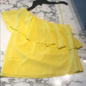 Alice + Olivia Yellow One-Shoulder Top